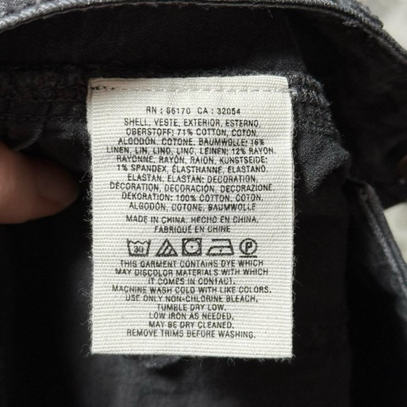 Anthropologie Wanderer Pants 28 Black Utility Cotton Linen Belted Straight - Picture 5 of 6